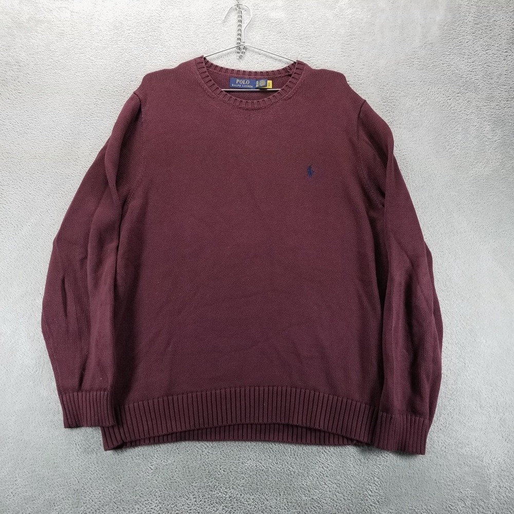 Polo Ralph Lauren Sweater Mens 2XL‎ Red Knit Pullover Crew Neck Ribbed